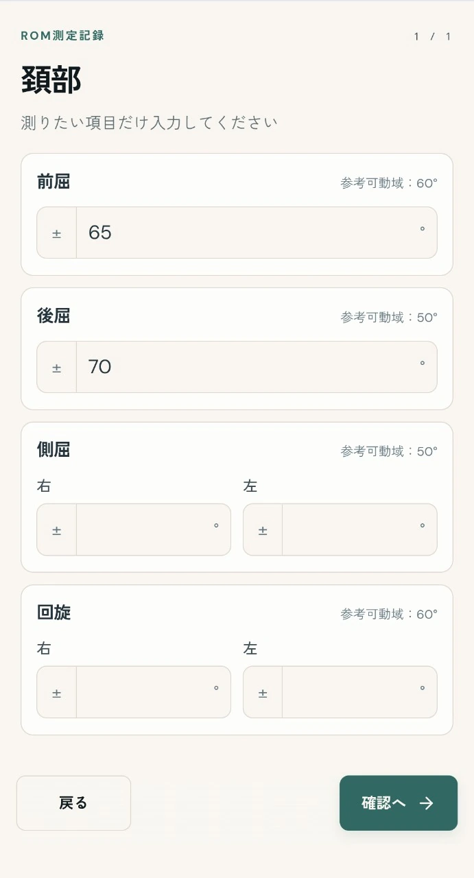 ROM測定入力画面